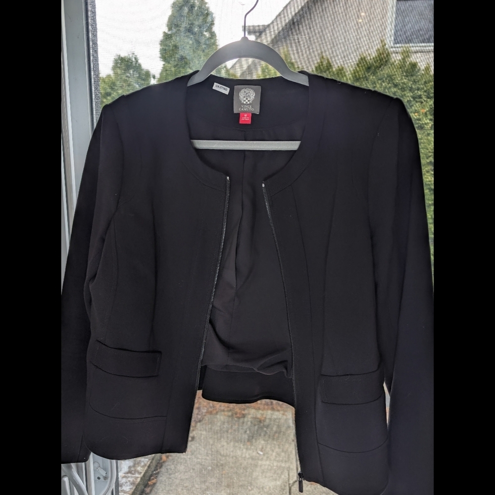 Vince Camuto Women's Black Zip Blazer With No Collar - Picture 2 of 10